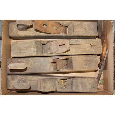 Four Vintage Wooden Smoothing Planes - for Parts or Restoration