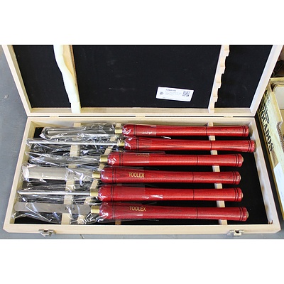 Brand New Toolex Set of Six Wood Turning Shisels in Timber Case