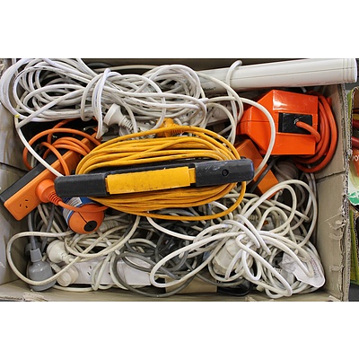 Large Box of Extension Leads and Powerboards