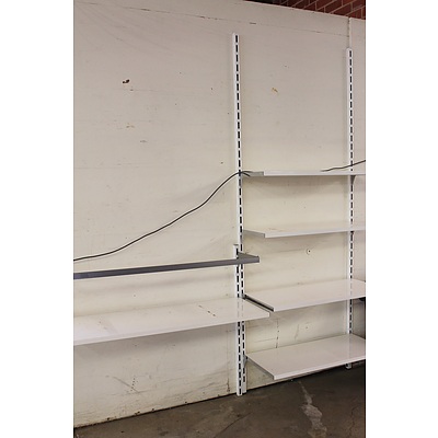 Quantity of White Melamine Wall Mounted Shelving with Wall Mounting Strips