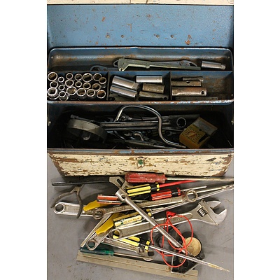Metal Toolbox with a Large Assortment of Handtools