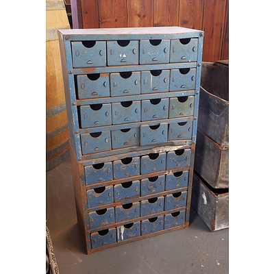 Two Sets of 16 Metal Parts Drawers