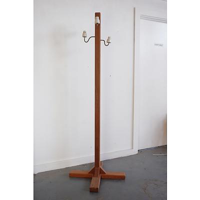 Rustic Free Standing Coat Rack Handcrafted from Solid Jarrah and Vintage Ceramic Insulators