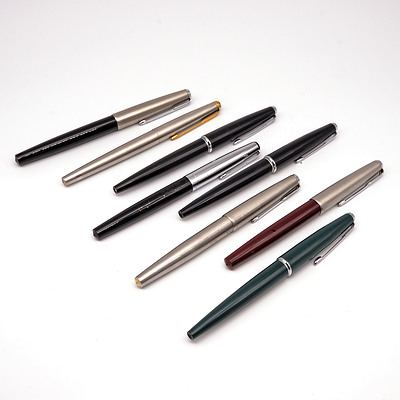 Eight Various Parker Fountain Pens (8)
