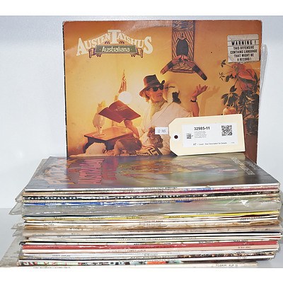 Approximately 30 Vinyl Records Including Australian Rock, Australian Comedy Including Austentayshus, Classic Rock and County Including Slim Dusty