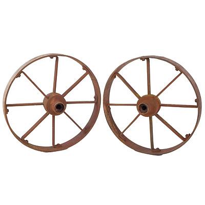 Two Antique Cast Iron Wheels