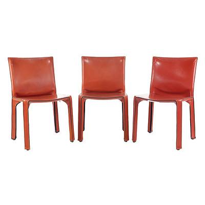 Set of Six Leather 'Cab' Chairs Designed by Mario Bellini for Cassina in 1977 (6)