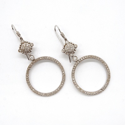Fabulous 14ct White Gold Diamond Drop Earrings, 6.6g