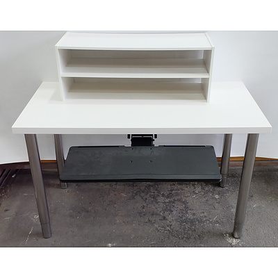 Ikea Adjustable Height Office Table With Monitor Stand, Slide Out Keyboard Tray and Cable Management Tray