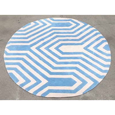 Gold Collection' Blue and White Patteren Round Rug