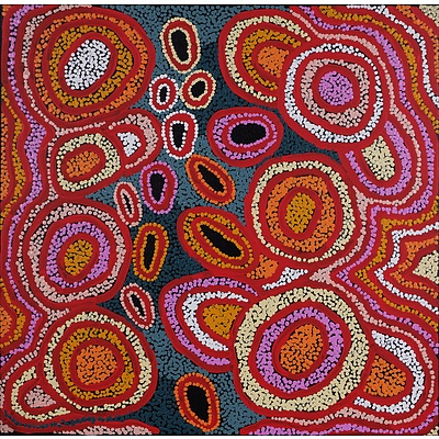 Nellie Marks Nakamarra (b.1976) My Country - Traveling Woman 2012,  Acrylic on Canvas