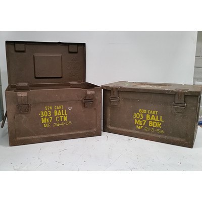 Military Ammunition Boxes Lot Of Two