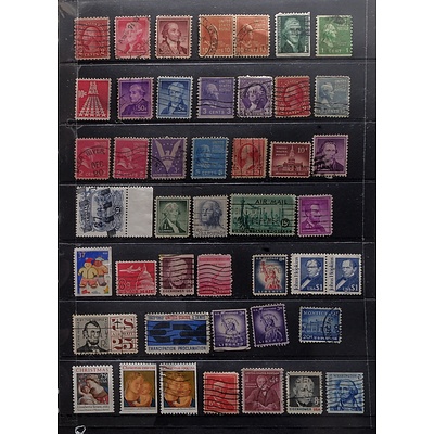 Sheet of United States Postal and Air Mail Stamps, Including Lincoln 4c Stamps, 15c 1st International Postal Conference Stamp and More