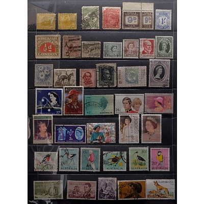 Sheet of Australia and Papua New Guinea Stamps, Including Australia 1/2d Customs Duty Stamp, Western Australia One Penny Stamp and More ,