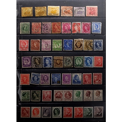 Sheet of Australia Stamps, Denominations Include 1 1/2d, One Penny, Six Pence and More