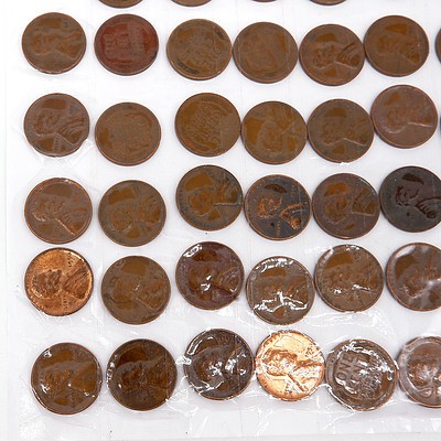 Sheet of a Hundred 1919-1958 1 Cent American Wheat Pennies