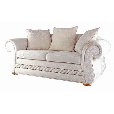 Classic Style Floral Damask Upholstered Sofa