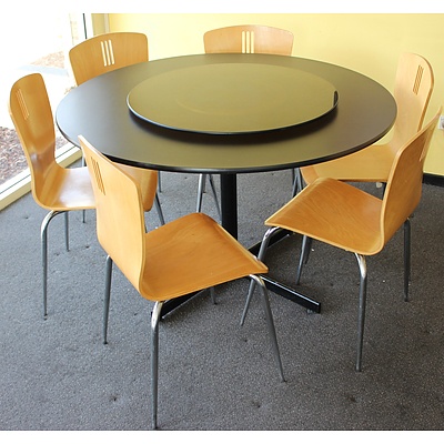 1200mm Restaurant Tables and Six Chairs - Lot of Five Sets