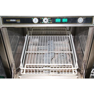 Hobart Ecomax 400 Under Bench Glass Washer and Stainless Steel Shelving Rack