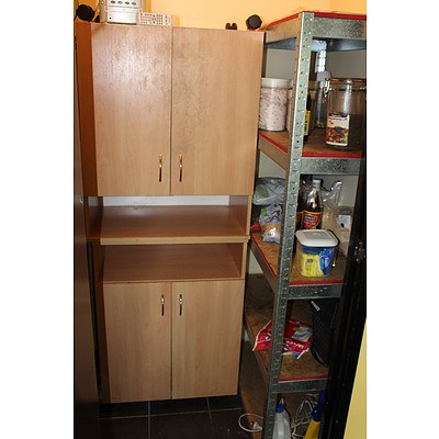 Two Mobile Cabinets and Metal Shelf
