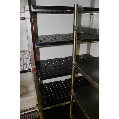 600mm, 900mm and  1200mm Stainless Steel Coolroom Shelving Units - Lot of Three