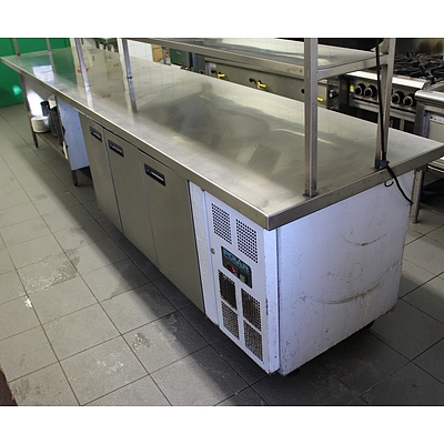 Polar 417 Litre Under Bench Refrigerator and Stainless Steel Bench With Hutch