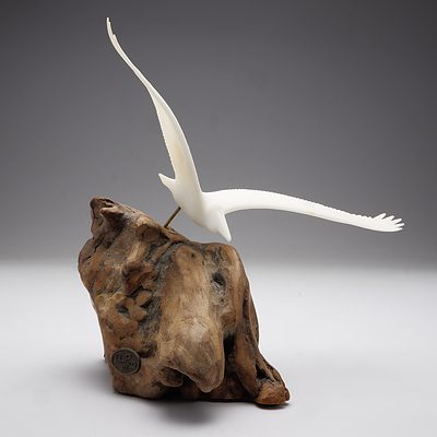 John Perry Burl and Resin Seagull Sculpture