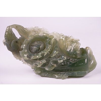 Chinese Carved Hardstone Model of a Cabbage