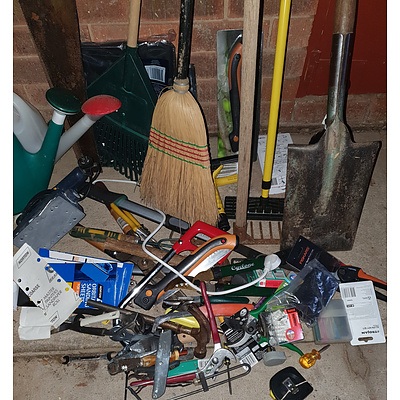 A Group of Gardening Tools, Including a Sander, Painting Equipment and More