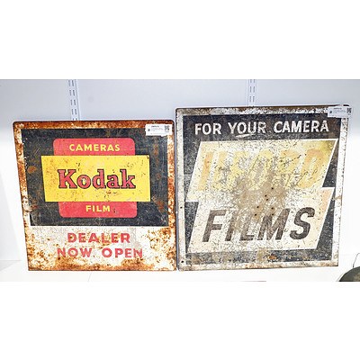 Double Sided Tin Ilford Sign and Double Sided Kodak Tin Sign