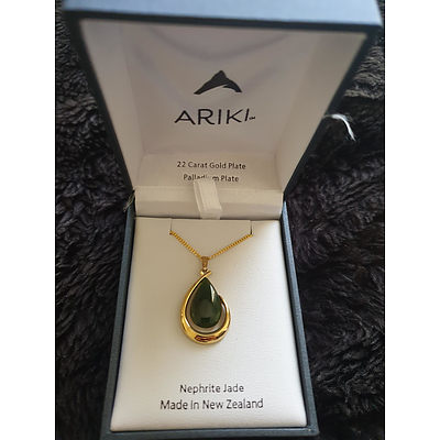 22kt Gold Plate Ariki Necklace with Jade