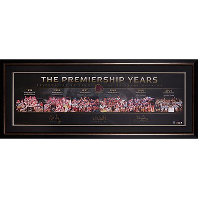 Limited Edition The Premiership Years - Celebrating 25 Years of the Brisbane Broncos, Signed by Allan Langer, Kevin Walter, Darren Lockyer, With COA, 102/ 200