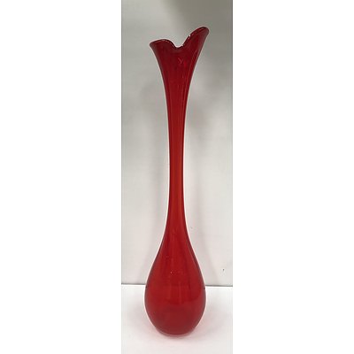 Tall Red Studio Glass Vase