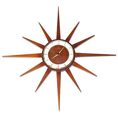 Retro Junghans Teak Electronic Battery Operated Wall Clock