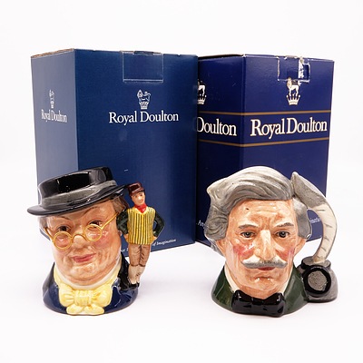 Two Boxed Royal Doulton Character Jugs, Mr Pickwich D7025 and Mark Twain D6694