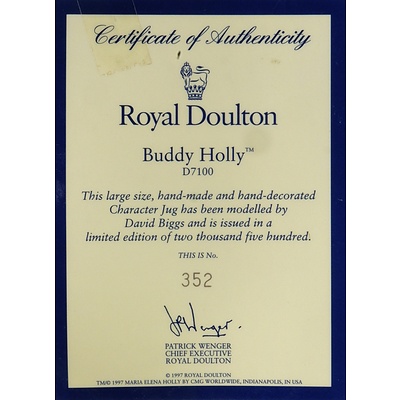 Limited Edition 1997 Royal Doulton Buddy Holly Character Jug, D7100