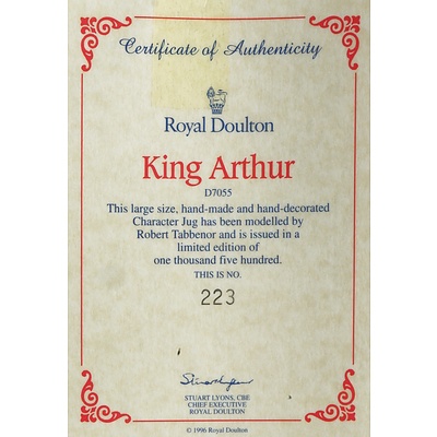 Limited Edition Royal Doulton King Arthur Character Jug, D7055