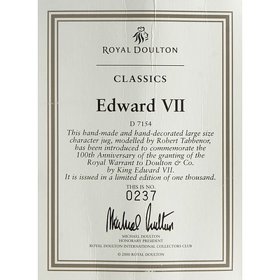 Limited Edition Royal Doulton Edward VII Character Jug, D7154
