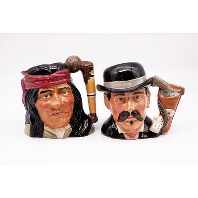 Two Royal Doulton Wild West Character Jugs, Geronimo D6733 and Doc Holliday D6731