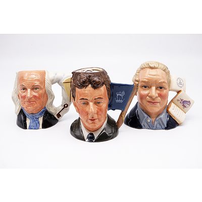 Three Small Royal Doulton Character Jugs, Benjamin Franklin, Michael Doulton (Signed) and the Figure Collector