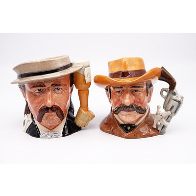 Two Royal Doulton Wild West Character Jugs, Wild Bill Hickock D6736 and Wyatt Earp D6711
