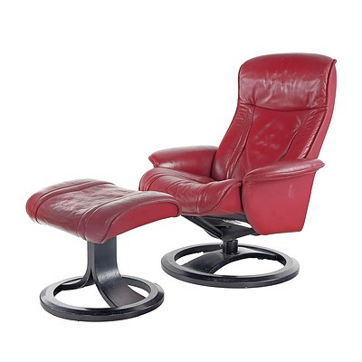 IMG Norway Leather Upholstered Recliner Chair and Ottoman