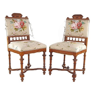 Pair of Late Victorian Oak Side Chairs