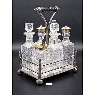 Antique Glass and Silver Plated Cruet Set