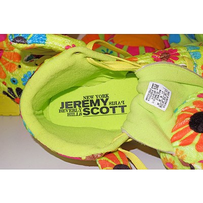 Two Pairs of Adidas Jeremy Scott Size 6.5 Shoes and Size 10 Jeremy Scott Jacket