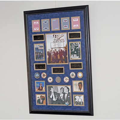 Framed Presentation with Signature of Frank Sinatra, Dean Martin, Sammy Davis Jr, Peter Lawford and Joey Bishop