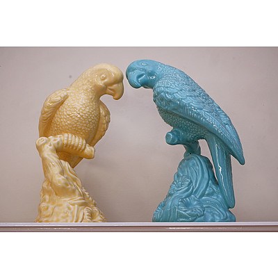 Two Portuguese Ceramic Parrots