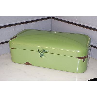 Vintage Enamel Tin Bread Box
