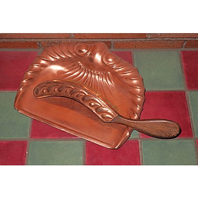 Antique English Copper Crumb Tray and Brush