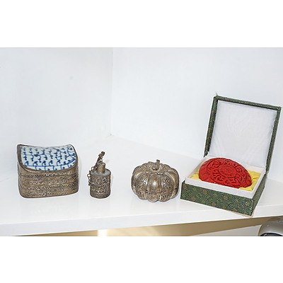 Various Oriental Items, Including Inkbox, Shard Mounted Box and More 